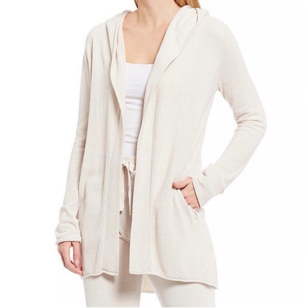 Barefoot Dreams CozyChic Ultra Lite Hooded Seashore Cardigan in Cream